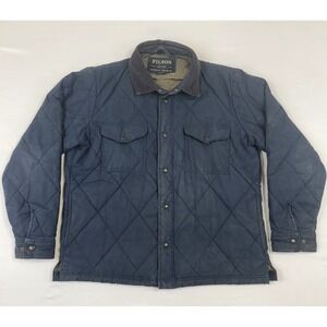 CC Filson Hyder Quilted Jac Shirt 20019390 Faded Navy Waxed Jacket Men's Large